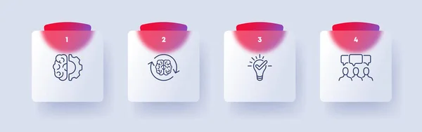 Kreatives Denken Setzt Symbole Gehirn Ausrüstung Idee Lampe Pumpe Dein — Stockvektor