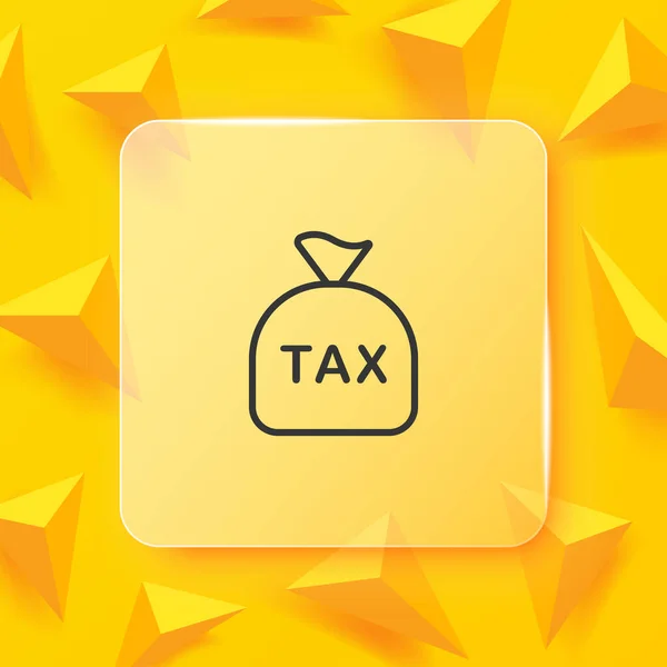 税项图标 装着税单的袋子 报税表是时候交税了 薪金概念 玻璃形态风格 商业和广告的矢量线图标 — 图库矢量图片