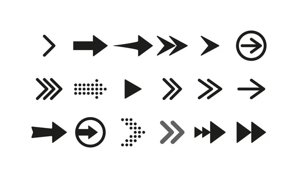 Pfeile Setzen Symbole Tasten Vor Und Zurück Wegweiser Verkehrsschilder Pfeile — Stockvektor