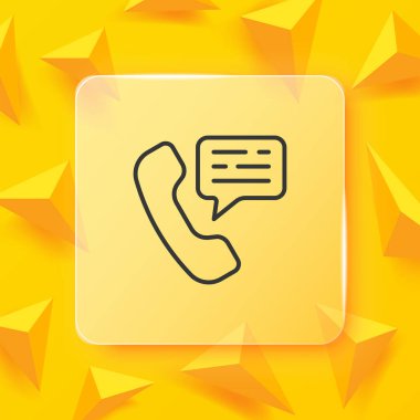 Konuşma için uygun satır simgesine sahip mendil. Arama, telefon, 7 'de 24, navigasyon, posta, yazışma, mesaj, cevapsız. Telefon gelecekteki konsepti. Glasmorfizm tarzı. İş ve Reklamcılık için vektör satırı simgesi