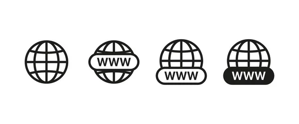 ウェブサイトの設定アイコン Wwテキスト ネットワーク サイト World Wide Web インターネットプロトコルを持つ世界 接続コンセプト ビジネスと広告のベクトルラインアイコン — ストックベクタ