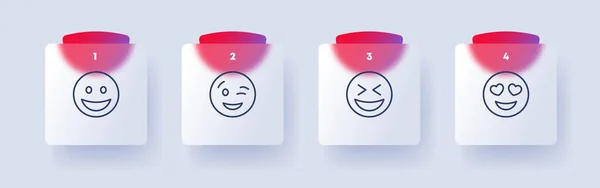 Emoticon Set Icon Laughter Joy Calmness Smile Surprise Tongue Happy — Stock Vector