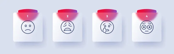 Ikon Pengaturan Emoticon Kesedihan Tangisan Tawa Kejutan Ketakutan Kemarahan Kekhawatiran - Stok Vektor