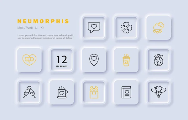 記念セットのアイコン 日付サイト ガラス ロマンス カップル バレンタインデーのコンセプト 新同型スタイル ビジネスと広告のベクトルラインアイコン — ストックベクタ