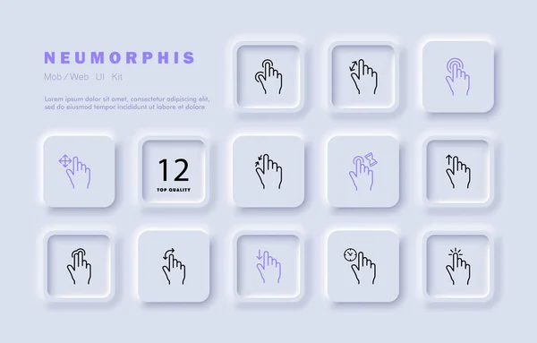 Значок Набора Сенсорного Управления Ручные Жесты Увеличьте Уменьшите Протрите Нажмите — стоковый вектор