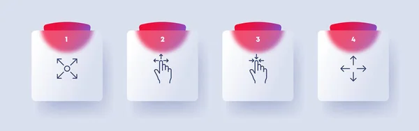 Vergrößern Und Verkleinern Sie Das Eingestellte Symbol Berührungssteuerung Handgesten Pfeil — Stockvektor