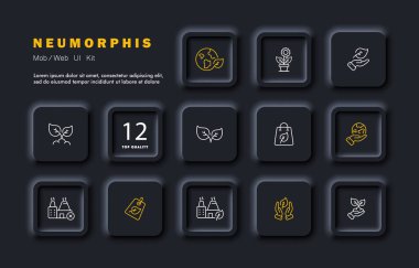 Çevre ikonu ile ilgilenmek. Yaprak, yaprak, el, bitki, gezegeni, fabrikayı, ayrıştırılabilir, paket, torba. Ekoloji konsepti. Neomorfizm. İş ve Reklamcılık için vektör satırı simgesi.