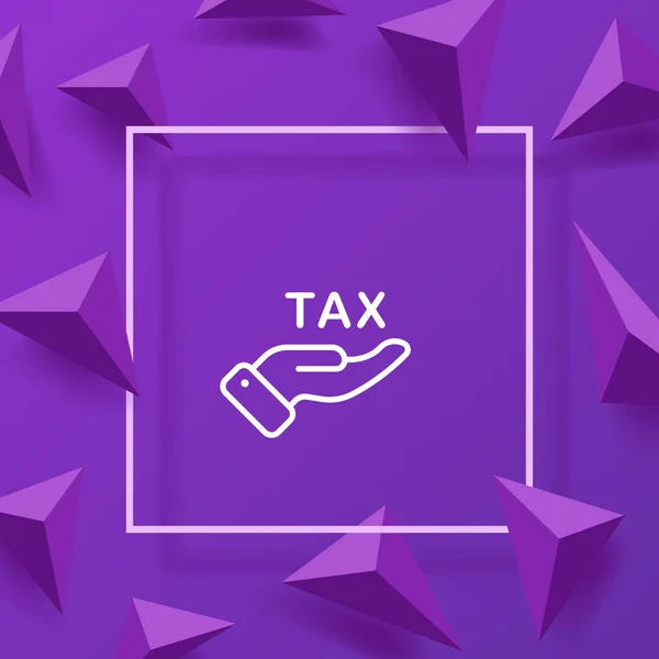Рука Тримає Значок Податкового Знака Податковий Час Платники Податків Оплата — стоковий вектор