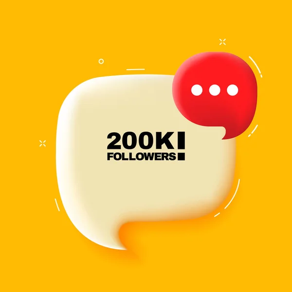 200K Následovníků Řečnická Bublina Textem 200K Followers Ilustrace Pop Art — Stockový vektor