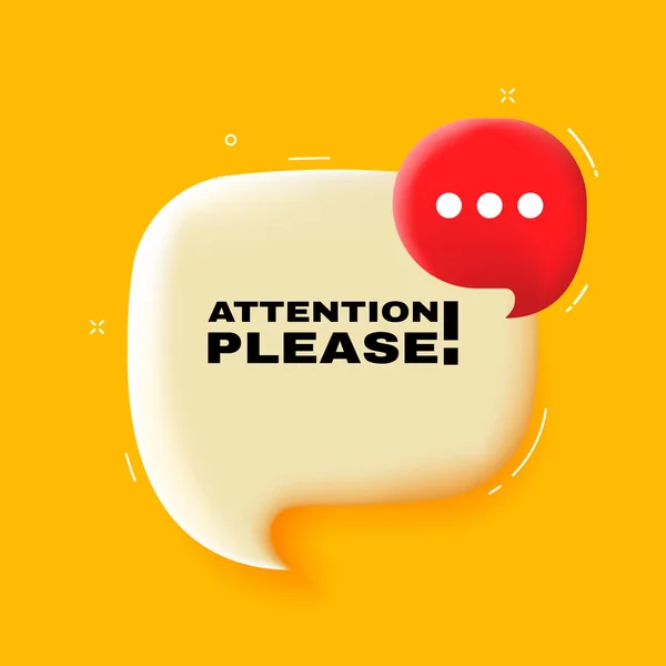 Attention Please Speech Bubble Attention Please Text Illustration Pop Art — Image vectorielle