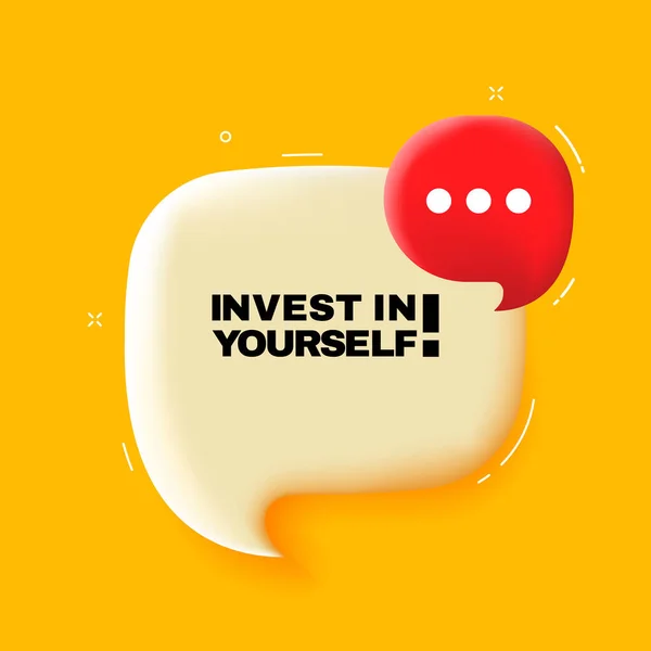 Invest Yourself Speech Bubble Invest Yourself Text Illustration Pop Art —  Vetores de Stock