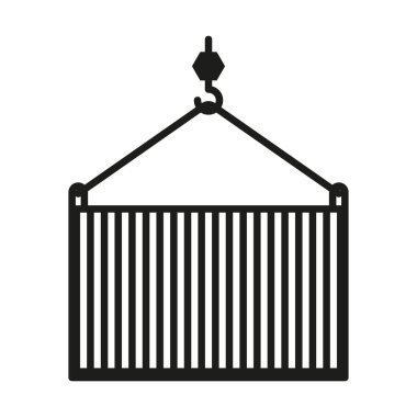 Bir yük hattı simgesini kaldırın. Kanca, vinç, lojistik, kutu, transfer, ağır, teslimat, ağırlık, taşınma, inşaat alanı, kargo, mal. Teknoloji konsepti. İş ve Reklamcılık için vektör satırı simgesi.