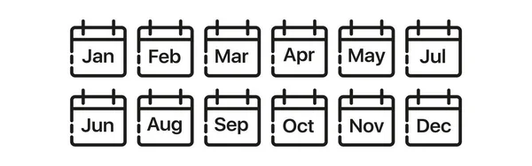Calendars Each Month Vector Illustration Planning Months Twelve Schedule Business — Vetor de Stock