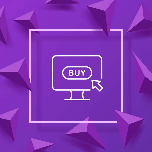 Buy Online Line Icon Computer Internet Online Store Shop Website — Vettoriale Stock