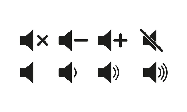 Volume Control Buttons Set Icon Turn Sound Turn Cross Crossed — Vetor de Stock