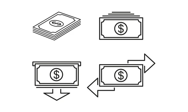 Dollar Bills Vector Illustration Money Transfers Arrow Send Pay Cash — Stockvektor