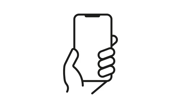 Hand Holding Phone Line Icon Communication Call Send Message Smartphone — ストックベクタ