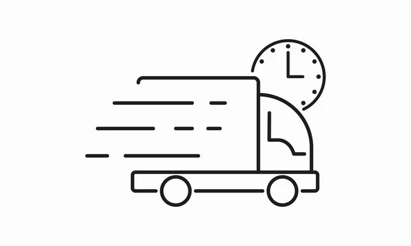 Fast Shipping Line Icon Logistics Truck Clock Time Watch Courier — 图库矢量图片