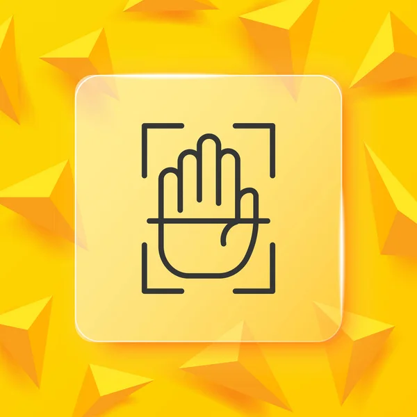 Hand Palm Scanning Line Icon Scanner Scan Frame Fingerprint Fingers — Wektor stockowy
