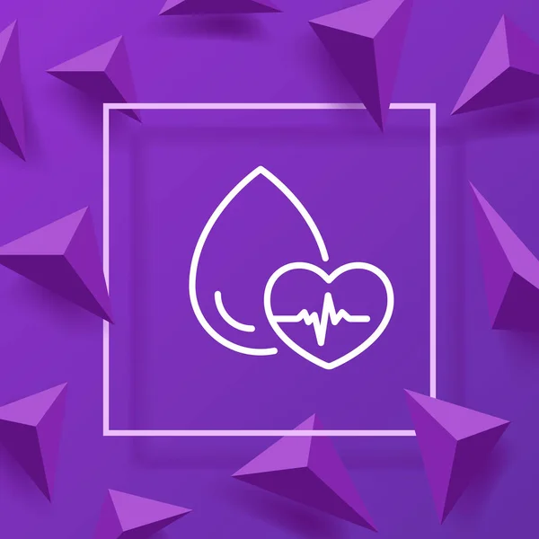 Heartbeat Line Icon Heart Check Pulse Water Drop Biometry Cardiology — Stockový vektor