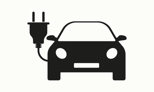 Electric Car Line Icon Car Plug Charge Recharge Green Energy — ストックベクタ
