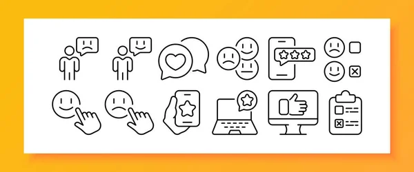 Feedback Set Icon Comment Review User Dislike Speech Bubble Emoticon — Archivo Imágenes Vectoriales