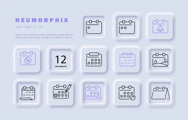 Calendars Set Icon Schedule Appointment Planned Event Notification Bell Birthday — Vector de stock