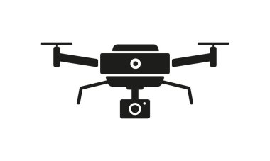 Kamera hattı simgesi olan bir kuadkopter. Çekim, fotoğraf, uçuş, kontrol, fotoğrafçı, video, izleme, izleme, yaratıcılık, yaratıcı uğraş, hobi, dron. Teknoloji konsepti. Vektör satırı simgesi.