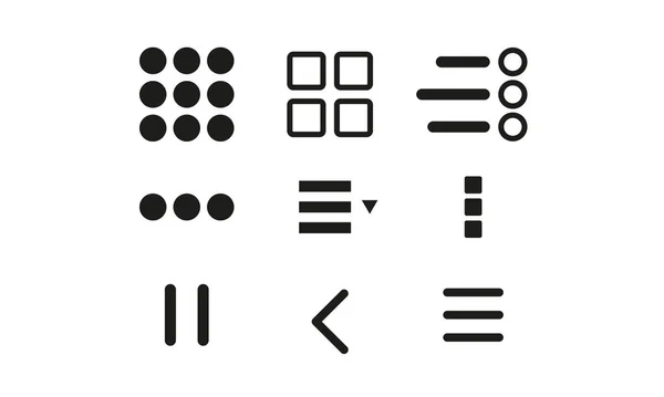Applications Menu Set Icon Squares Circles Tiles Captures Pictograms Control — Vetor de Stock