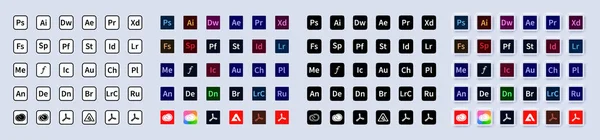 Продукт Adobe Logotype Set Adobe Products Adobe Illustrator Photoshop Creative — стоковий вектор