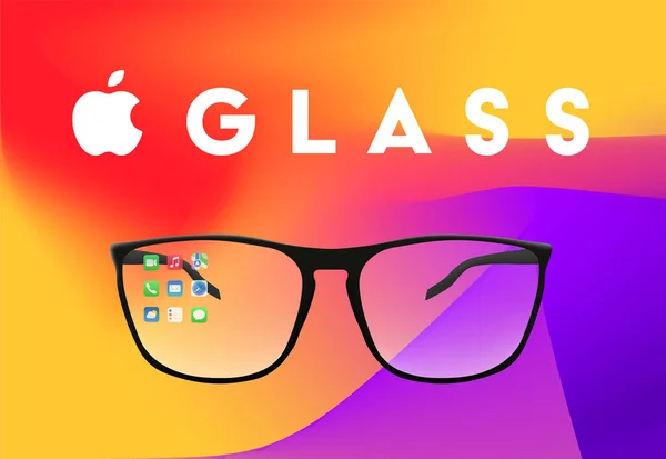 Apple Glass Realistic Smart Glasses Apple Macos Glasses Iphone Apps — Image vectorielle