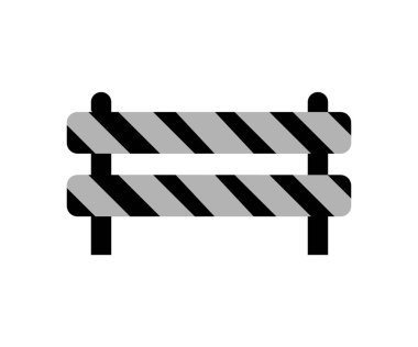 Vector illustration of white black barrier to indicate a dangerous section of the road. Caution, dangerous, construction site, stop, roadblock. Vector line icon for Business and Advertising