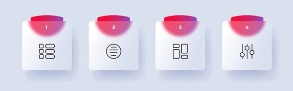 Botones Menú Icono Conjunto Azulejos Control Deslizante Ajustes Centrado Alineación — Archivo Imágenes Vectoriales