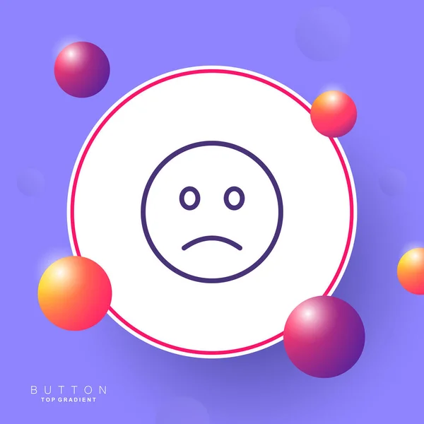 Zdenerwowany Emoticon Smutna Melancholijna Bluesowa Uczuciowa Emoji Okrągła Naklejka Twarz — Wektor stockowy