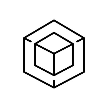 Küp çizgisi simgesinin içindeki küp. 3D, üç boyutlu, proje, mimari, bina, inşaat, mühendislik, mimar, çizim. Teknoloji konsepti. İş ve Reklamcılık için vektör satırı simgesi