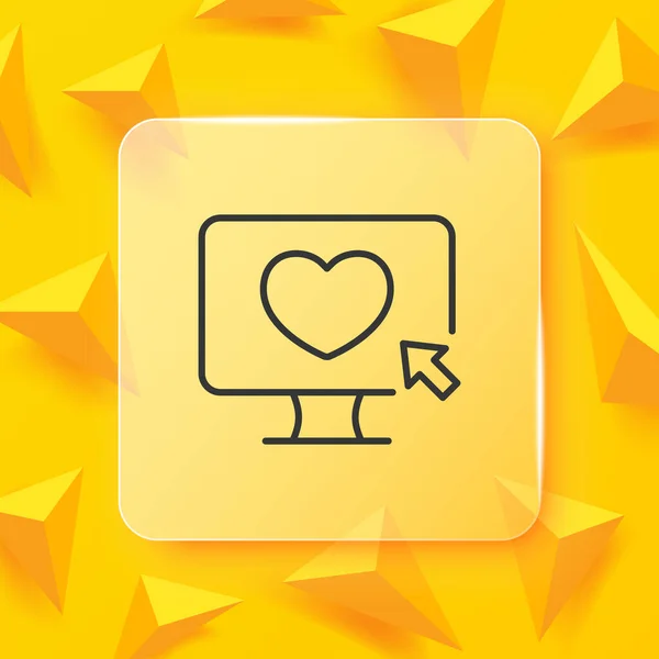 Ikona Řádku Datování Webu Aplikace Monitor Kurzorem Srdce Láska Rande — Stockový vektor