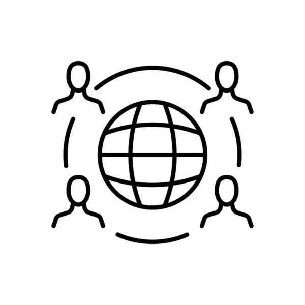 Symbolbild Globallinie Planet Mit Vier Menschen Münze Dollar Mensch Globus — Stockvektor