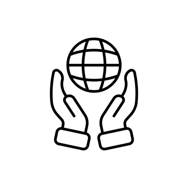 Hände Mit Planetenlinie Symbol Rettet Den Planeten Saubere Umwelt Luft — Stockvektor