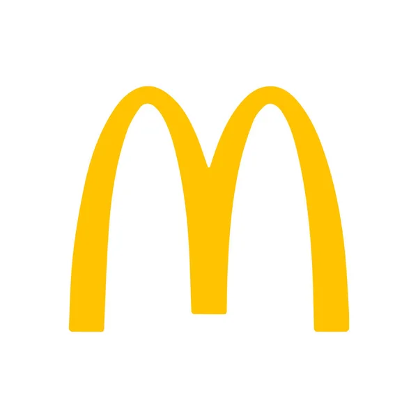 Beyaz arka planda McDonalds logosu. Yemek servisi, fast food restoranları zinciri, hamburger, McMenu, aperatif, içecek, abur cubur, lezzetli, yanında patates kızartması, logo. Yazı