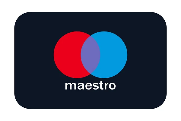 Beyaz Arka Planda Maestro Logosu Mastercard Logosu Uluslararası Ödeme Sistemi — Stok Vektör
