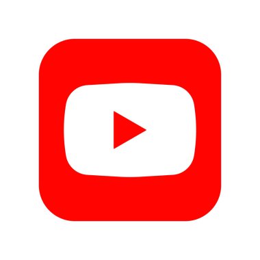 YouTube logosu beyaz arka planda. Video sunucu, video yükleme platformu, vlog, dijital içerik, sosyal medya, akış, kanal, blog yazarları etkinliği, çalma düğmesi, uygulama, logo. Yazı