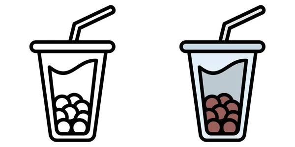 Vector Graphic Boba Drink Bubble Tea Tea Cup Glass Icon — 스톡 벡터