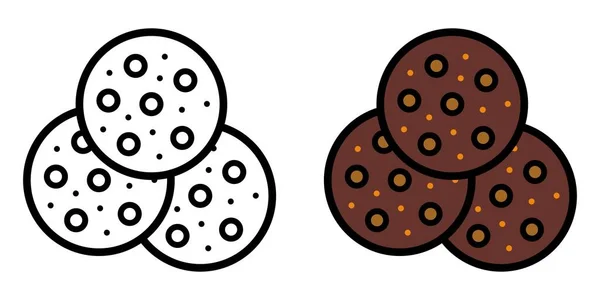 Illusztráció Vektor Grafikus Csokoládé Chip Chips Élelmiszer Cookie Keksz Ikon — Stock Vector