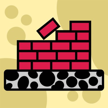 Tuğla duvar, ekipman ve inşaat simgesinin Görüntü Vektörü Grafiği