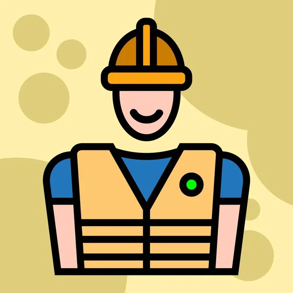 Illustration Vektor Grafisk Avatar Byggnadsarbetare Jobbman Person Ikon — Stock vektor