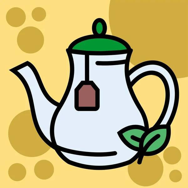 Illustration Vektorgrafik Von Teekanne Teegetränk Glas Heißgetränk Symbol — Stockvektor