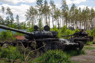 Ukrayna 'da savaş. Kyiv bölgesinde patlayan askeri teçhizat.