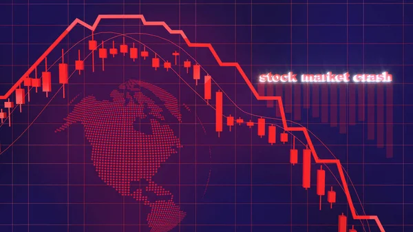Bear Market Stock Chart Blue Background Stock Market Crash Business — Stock Photo, Image