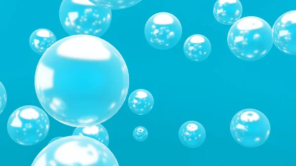 Floating Blue Bubble Circle Abstract Background Rendering — ストック写真