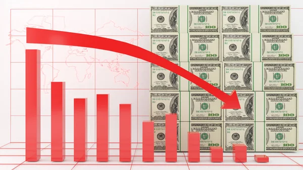 Amerikai Valuta Értékcsökkenése Gazdasági Recesszió Beruházások Visszaesése Valutaátváltási Árfolyam Tetemeltakarítás — Stock Fotó